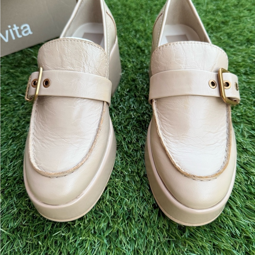 new Dolce Vita “Yonder” Platform Loafers in Sesame Crinkle Patent Size 8.5 - Picture 6 of 9